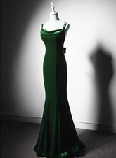 Lovely Low Back Velvet Mermaid Long Prom Dress