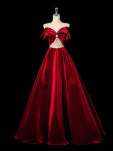 Vestido de fiesta de terciopelo rojo vino con hombros descubiertos y corte A