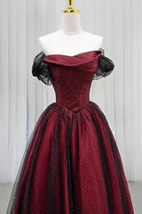 Black and Red Off Shoulder A-line Party Dress
