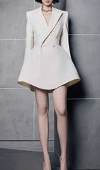 Jane White Double-Breasted Blazer Mini Dress