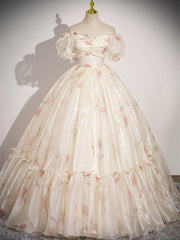 Lovely Floral Beaded Short Sleeves Party Dress