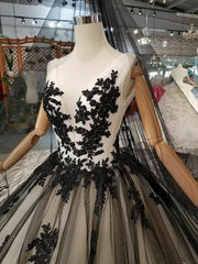 Black and Champagne Tulle A-line Party Dress