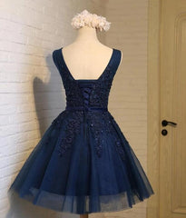Hermosos vestidos de fiesta azul marino hasta la rodilla
