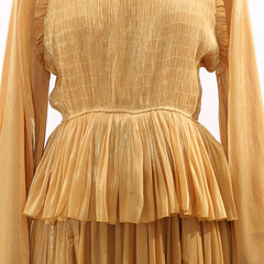 Holle Golden Pleated Maxi Dress for Women