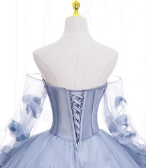 Lovely Light Blue Tulle Long Sleeves Sweet 16 Dress