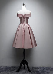 Vestido de fiesta con cordones y hombros descubiertos de satén rosa