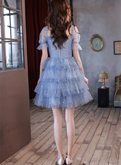 Blue Short Layers Tulle Formal Dress