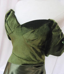 A-line Green Sweetheart Velvet Long Party Dress