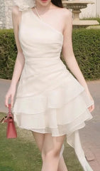 Efim Chic Floral Ruffle One-Shoulder Mini Dress