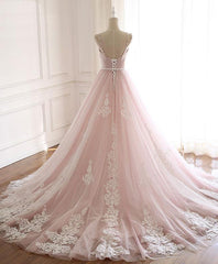 Vestido formal estilo princesa con tirantes de tul rosa glamuroso