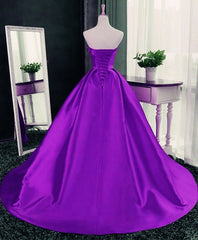 Purple Ball Gown Satin Long Lace-up Sweet 16 Dress