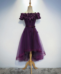Stylish Dark Purple High Low Formal Dress