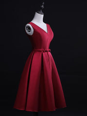 Beautiful Dark Red Satin Short Homecoming Dress