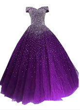 Vestido de fiesta glamuroso con lentejuelas y hombros descubiertos, estilo corazón