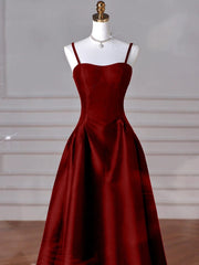 Wine Red Straps A-line Floor Length Simple Party Dress