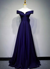 Beautiful Navy Blue A-line Spandex Long Prom Dress