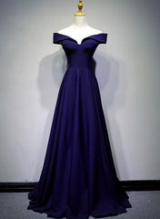Hermoso vestido de fiesta largo de spandex en línea A azul marino
