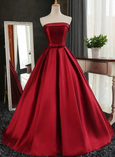 Beautiful Satin Scoop Floor Length Ball Prom Dress