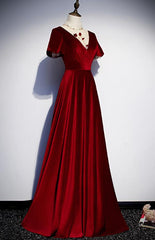 Dark Red Velvet Long Prom Dress