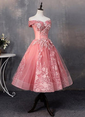 Lovely Pink Off Shoulder Party Dress