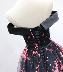 Beautiful Black Long Floral Lace Party Dress