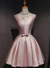 Pink Satin Short Party Dress