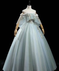 Charming Princess Light Green Tulle with Lace Flowers Prom Dress