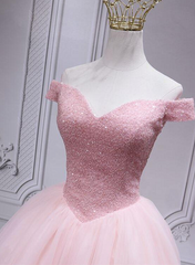Lovely Pink Off Shoulder Style Princess Tulle Homecoming Dress