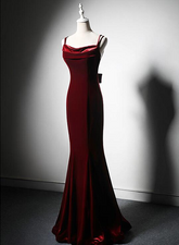 Wine Red Low Back Mermaid Formal Dress