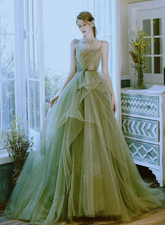 Light Green Straps Long Evening Dress Party Dress