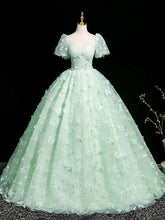 Vestido de noche largo formal con escote en forma de corazón y encaje verde