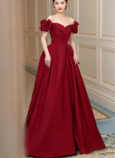 Lovely Wine Red Sweetheart Long A-Line Prom Dress