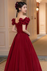 Lovely Wine Red Sweetheart Long A-Line Prom Dress