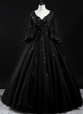 Hermoso vestido de tul con apliques de encaje y cuentas para dulces 16