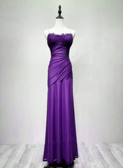 Vestido formal morado con tirantes de licra