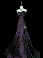 Purple Taffeta Mermaid Sweetheart Long Evening Dress