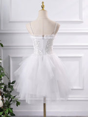 Lovely Tulle with Lace Applique Straps Short Party Dress