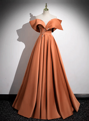 A-line Orange Satin Beaded Sweetheart Prom Dress