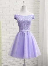 Beautiful Light Purple Short Bridesmaid Dress