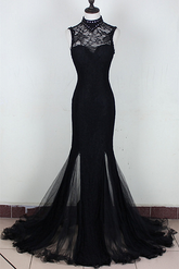 Charming Black Mermaid Backless Long Evening Dress