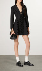 Breonna Chic Black Scalloped Mini Dress