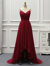 Wine Red High Low Sweetheart Simple Tulle Prom Dress