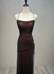 Black and Red Straps Long Simple Party Dress