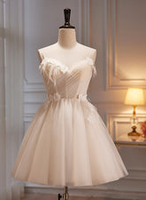 Ivory Tulle Short Homecoming Dress with Flowers