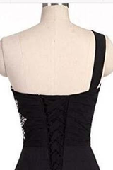 Black and Blue Gradient Chiffon Beaded Party Dress