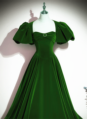 Green Velvet Backless Long Party Dress