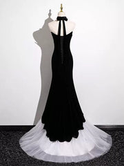 Black and White Mermaid Strapless Long Prom Dress