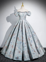 Vestido de fiesta elegante de satén floral con hombros descubiertos y corte A
