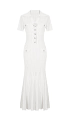 Elegant Lilac Ribbed Knit Maxi Dress