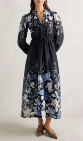 Gayatri Elegant Floral Print Long Sleeve Midi Dress